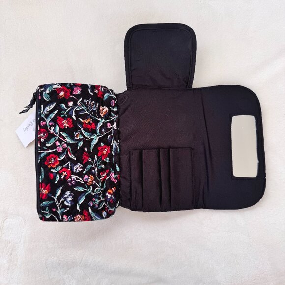 Vera Bradley Brush & Cosmetic Case in Perennials Noir - Picture 6 of 8